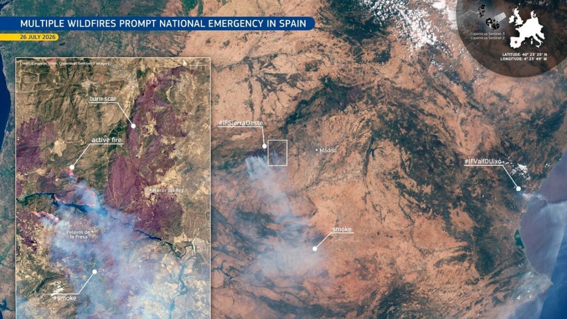 Gli incendi in Spagna visti dai satelliti europei di Copernicus – Terra e Poli
